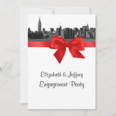 Invitation NYC Wide Skyline Etted BW Red Engagement Party (Devant)