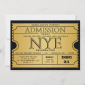 Invitation NYE Gold Black Modern Ticket Party (Devant)