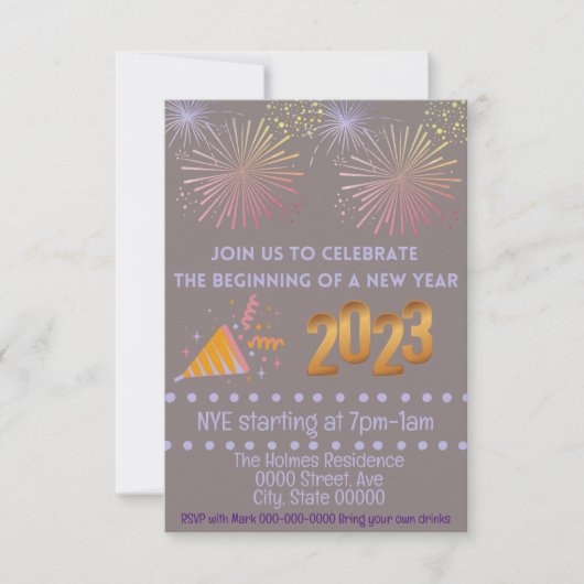 Invitation NYE Party Invitation, Nouvel An Personnaliser (Devant)