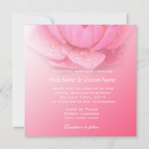 Invitation Nymphéa rose élégant et charmant dans un mariage r