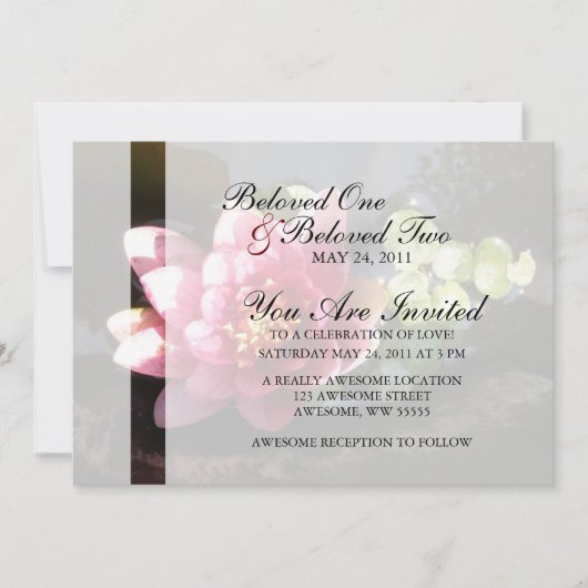 Invitation Nymphéa rose ensoleillé (Devant)