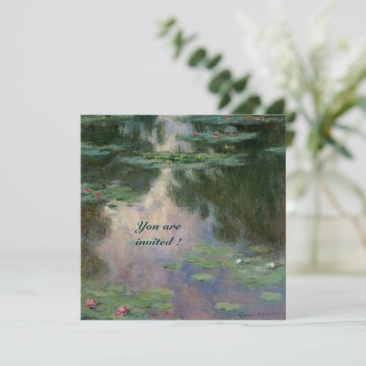 INVITATION NYMPHÉAS REFLETS EN ROSE VERT BLEU (Debout devant)