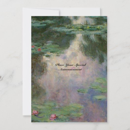 INVITATION NYMPHÉAS REFLETS EN ROSE VERT BLEU (Dos)