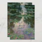 INVITATION NYMPHÉAS REFLETS EN ROSE VERT BLEU (Devant / Derrière)