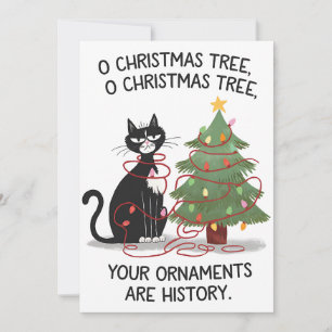 Invitation O Arbre de Noël Vos Ornements Sont Histoire Chat