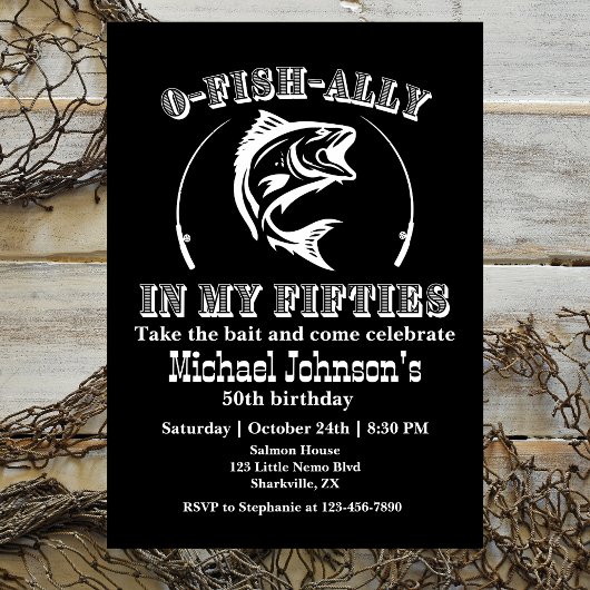 Invitation O-fish-ally dans ma cinquantaine 50e fête d'annive