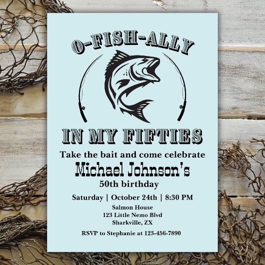 Invitation O-fish-ally dans ma cinquantaine 50e fête d'annive