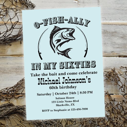 Invitation O-fish-ally Dans ma Soixante-dixième fête d'annive