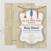 Invitation O-FISH-ALLY Fishing Baby Shower - Tan (Devant / Derrière)