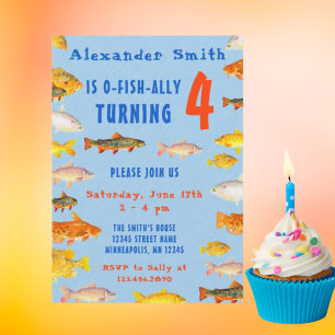 Invitation O-Fish-Ally Garys N'Importe Quel Anniversaire Pêch