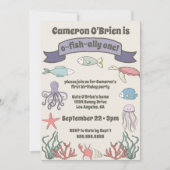 Invitation O-FISH-ALLY ONE Baby's 1st Birthday Party Pêche (Devant)