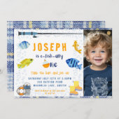 Invitation O Fish Ally One Fishing 1er Anniversaire Photo (Devant / Derrière)