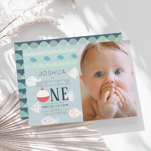 Invitation O-fish-ally One Fishing Boy 1er Birthday Photo
