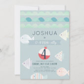 Invitation O-fish-ally One Fishing Boy Anniversaire Invitatio (Devant)