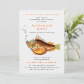 Invitation O-fish-ally Retraité couleur poisson illustration (Debout devant)