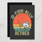 Invitation O-Fish-Ally Retraité Drôle Retraite Pêche Papa (Devant / Derrière)