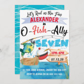Invitation O-Fish-Ally Sept Pêche 7e anniversaire garçon (Devant / Derrière)