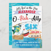 Invitation O-Fish-Ally Six Pêche 6e anniversaire garçon (Devant / Derrière)