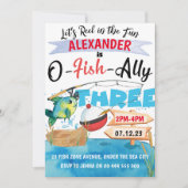 Invitation O-Fish-Ally Trois Pêche 3e anniversaire garçon (Devant)