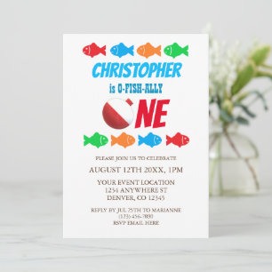 Invitation O-Fish-Ally Un Anniversaire de Poisson 1ère année