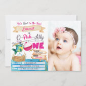 Invitation O-Fish-Ally une fille 1er anniversaire de pêche ph (Devant)
