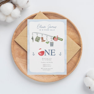 Invitation O-fish-ally une pêche 1er anniversaire garçon