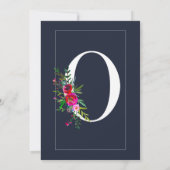Invitation O Monogram Dernière Initiale Moderne Bleu Floral M (Dos)