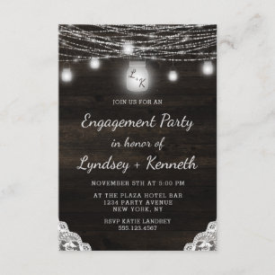 Invitation Oak Ridge Rustic Dark Brown Wood Engagement Party