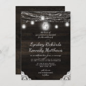 Invitation Oak Ridge Rustic Dark Wood & Mariage dentelle (Devant / Derrière)