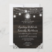Invitation Oak Ridge Rustic Dark Wood & Mariage dentelle (Devant)