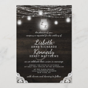 Invitation Oak Ridge Rustic Mason Jarres et Mariage à cordes