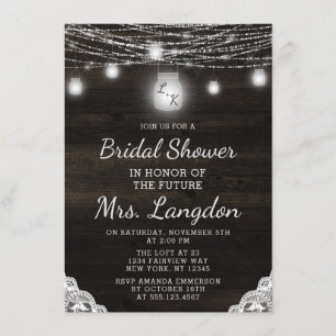 Invitation Oak Ridge Rustic Wood & dentelle Mariage Fête des 