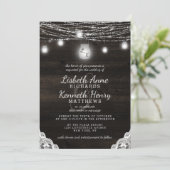 Invitation Oak Ridge Rustique Dentelle en bois et Mason Jars  (Debout devant)
