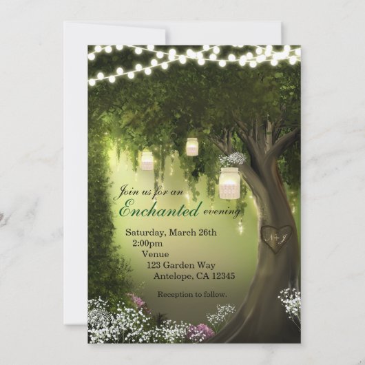 Invitation Oak Tree Rustique Enchanted Forest Garden Mariage (Dos)