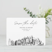 Invitation Oakland Mariage Modern Enregistrer la date (Debout devant)