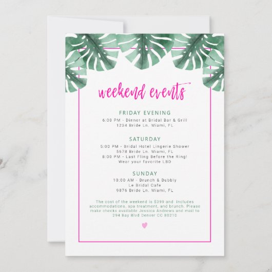 Invitation OAKLEY Final Flamingle Tropical Bachelorette Invit (Dos)