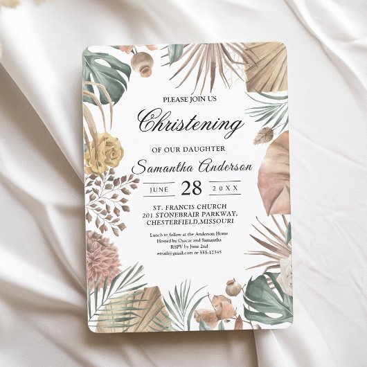 Invitation Oasis d'aquarelle moderne Fleurs et Feuille Cadre