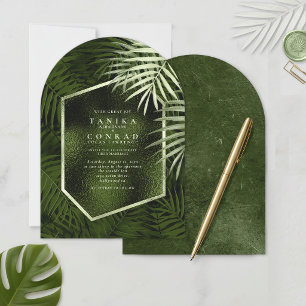 Invitation Oasis d'olive feuille de palmier Feuille d'ardoise