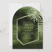 Invitation Oasis Olive Abstrait Feuille de Palmier en Feuille (Devant)