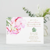 Invitation Oasis tropical Pink Green Fête des mariées hawaïen (Debout devant)