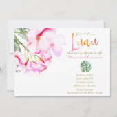 Invitation Oasis tropical Pink Green Fête des mariées hawaïen (Devant)