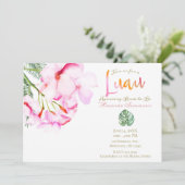 Invitation Oasis tropical Pink Green Fête des mariées hawaïen (Debout devant)