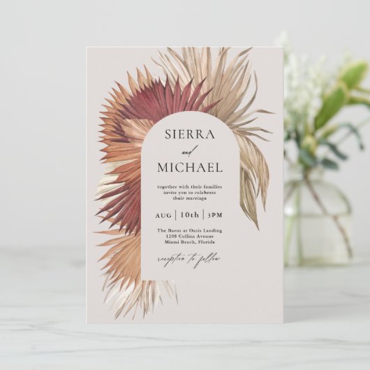 Invitation Oasis tropicale Boho Élégance côtière (Debout devant)