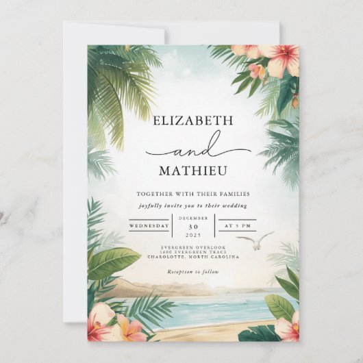 Invitation Oasis tropicale Mariage d'arc floral (Devant)