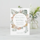 Invitation Oasis tropicale Mariage moderne Palm Wreath (Debout devant)