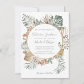 Invitation Oasis tropicale Mariage moderne Palm Wreath (Devant)