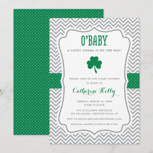 Invitation O'Baby Lucky Charm Baby shower Shamrock