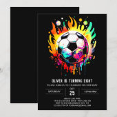 Invitation Objectif coloré Aquarelle Football Anniversaire (Devant / Derrière)