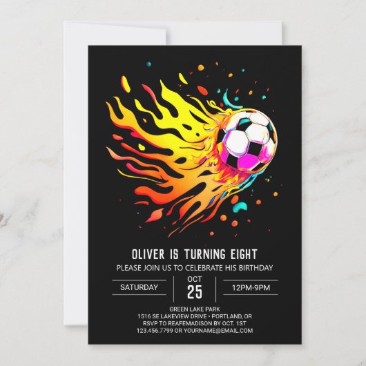 Invitation Objectif coloré Editable Football Anniversaire (Devant)
