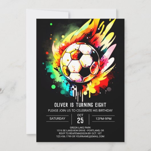 Invitation Objectif élégant Soccer imprimable Anniversaire (Devant)